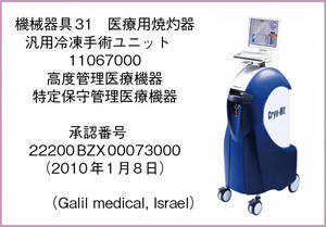 図1　凍結手術器「Cryo-Hit」（Galil Medical社製，日立メディコ社販売）