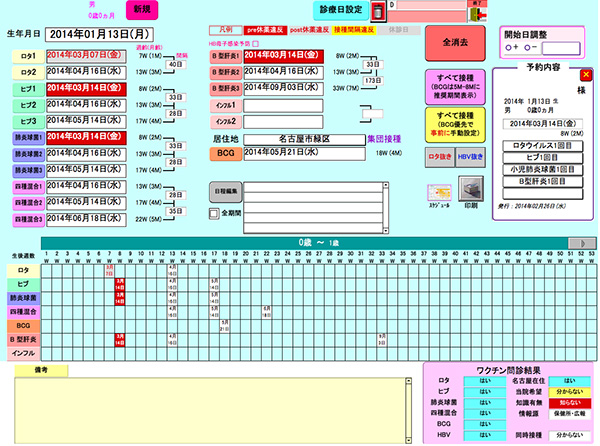 図3　0歳代の予防接種スケジュール画面（スケジュールエラー表示）