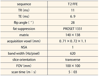 表1　3D-T2-FFEシーケンス