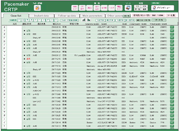 図3　ペースメーカーの患者一覧画面