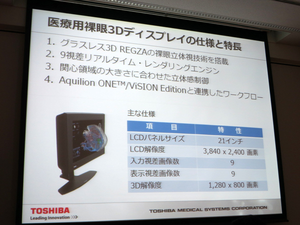 医療用裸眼3Dディスプレイの仕様と特長