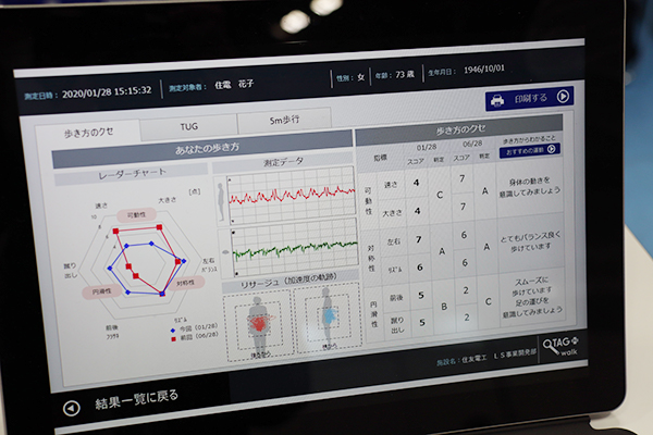 歩き方の癖をグラフや数値で見える化する「Q’z TAG walk plus」